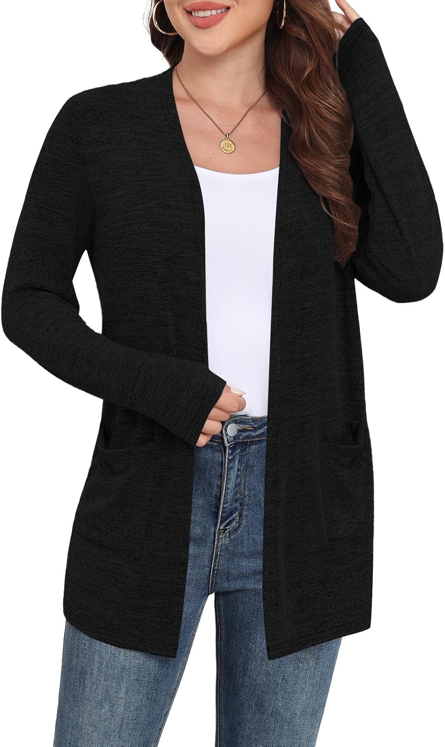 Yincro Womens Lightweight Cardigan Long Sleeve Open Front Casual Sweater Cardigans with Pockets - Image 4
