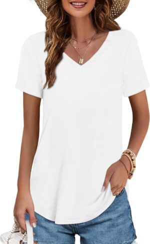 Elesomo Womens T Shirts V Neck Summ...