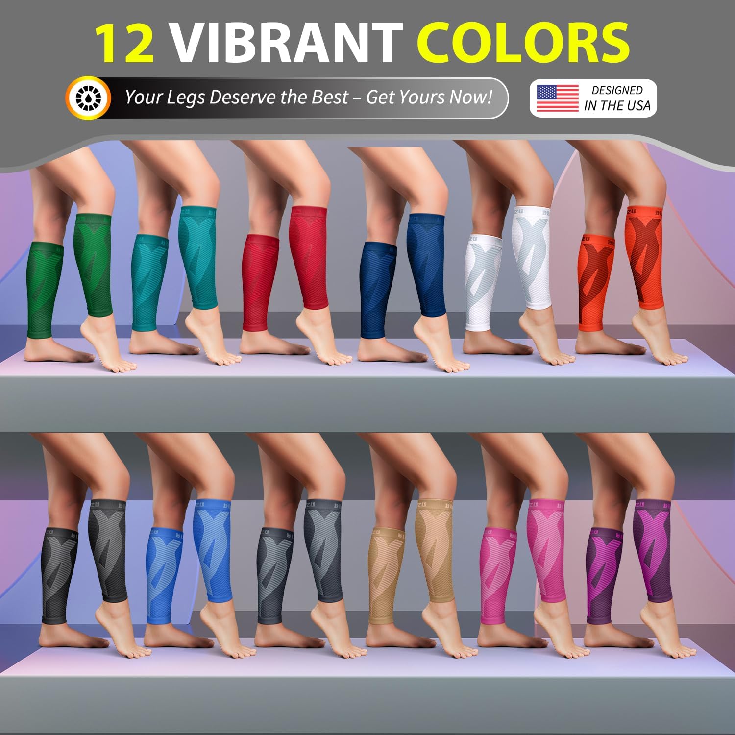 BLITZU Calf Compression Sleeve for Men & Women Footless Compression Socks Support Runners Leg Sleeve Shin Splints Pain Relief - Image 9