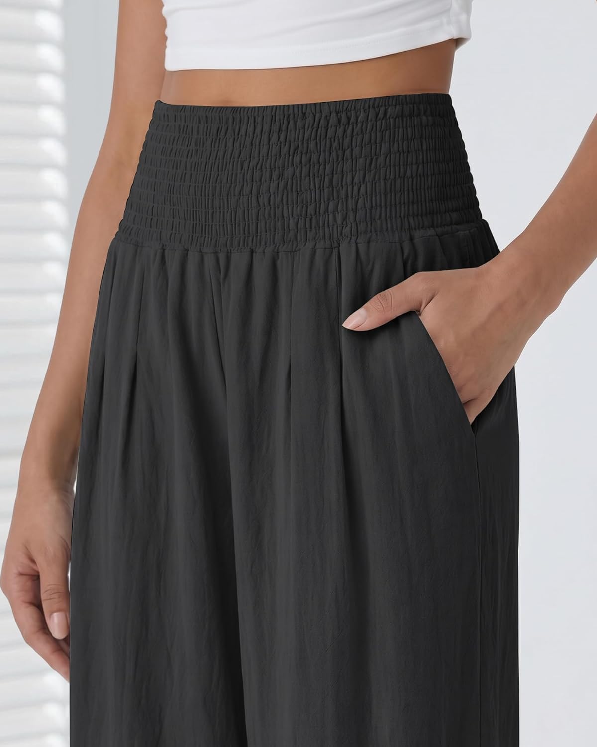 Women Wide Leg Casual Pants High Waist Palazzo Pants Summer Lounge Trousers with Pockets - Image 4
