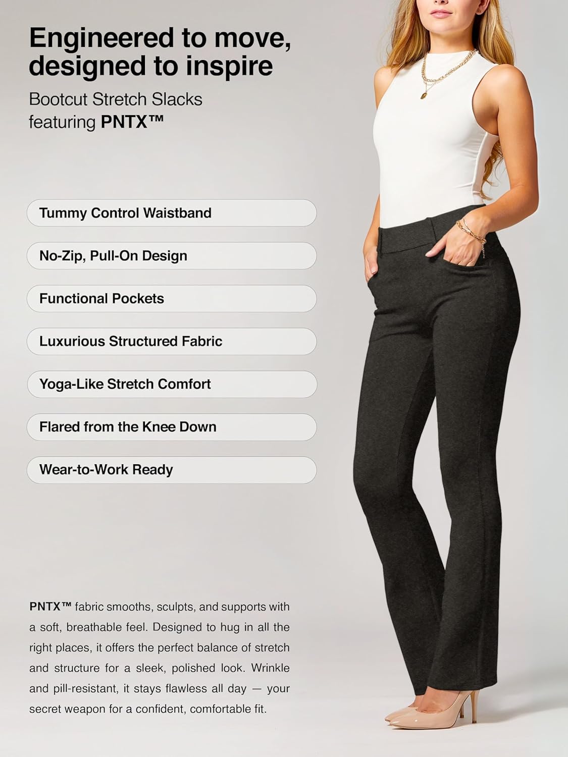 Stretch Slacks for Women - Wear to Work - Tummy Control Waistband - Bootcut Dress Pants with Pockets (Available in Plus Size) - Image 4