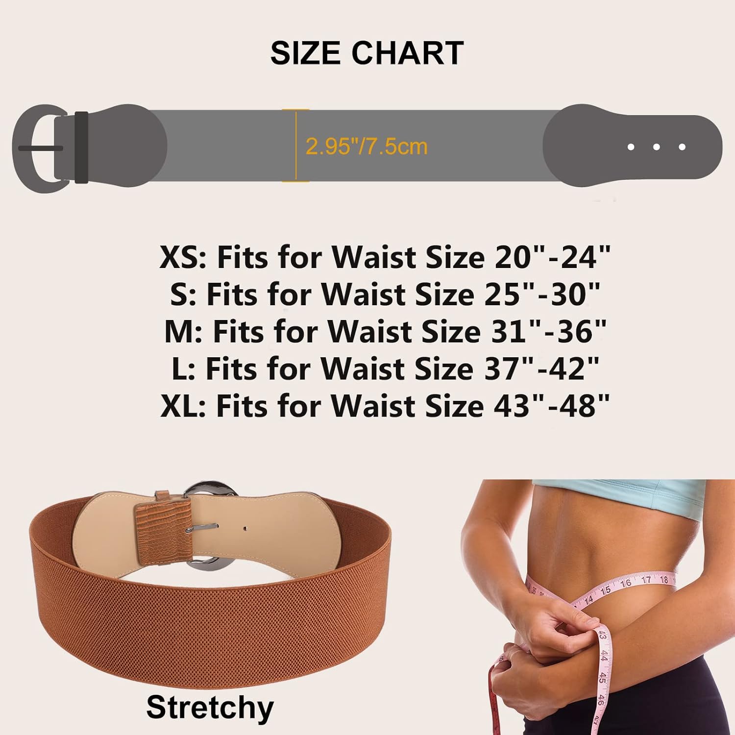 WHIPPY 3 Pack 4 Pack Women Wide Elastic Waist Belt Vintage Stretchy Belt Waistband for Ladies Dresses - Image 4