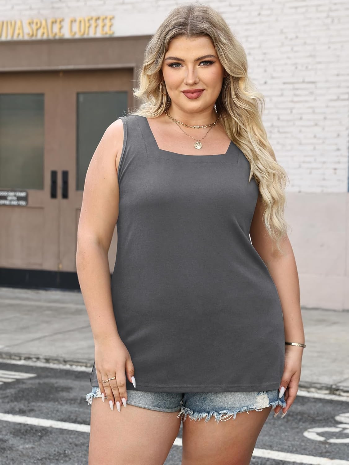 3 Pack Women Plus Size Tank Tops Summer Square Neck Casual Sleeveless T Shirts 2026 Fashion Beach Vacation Clothes - Image 2