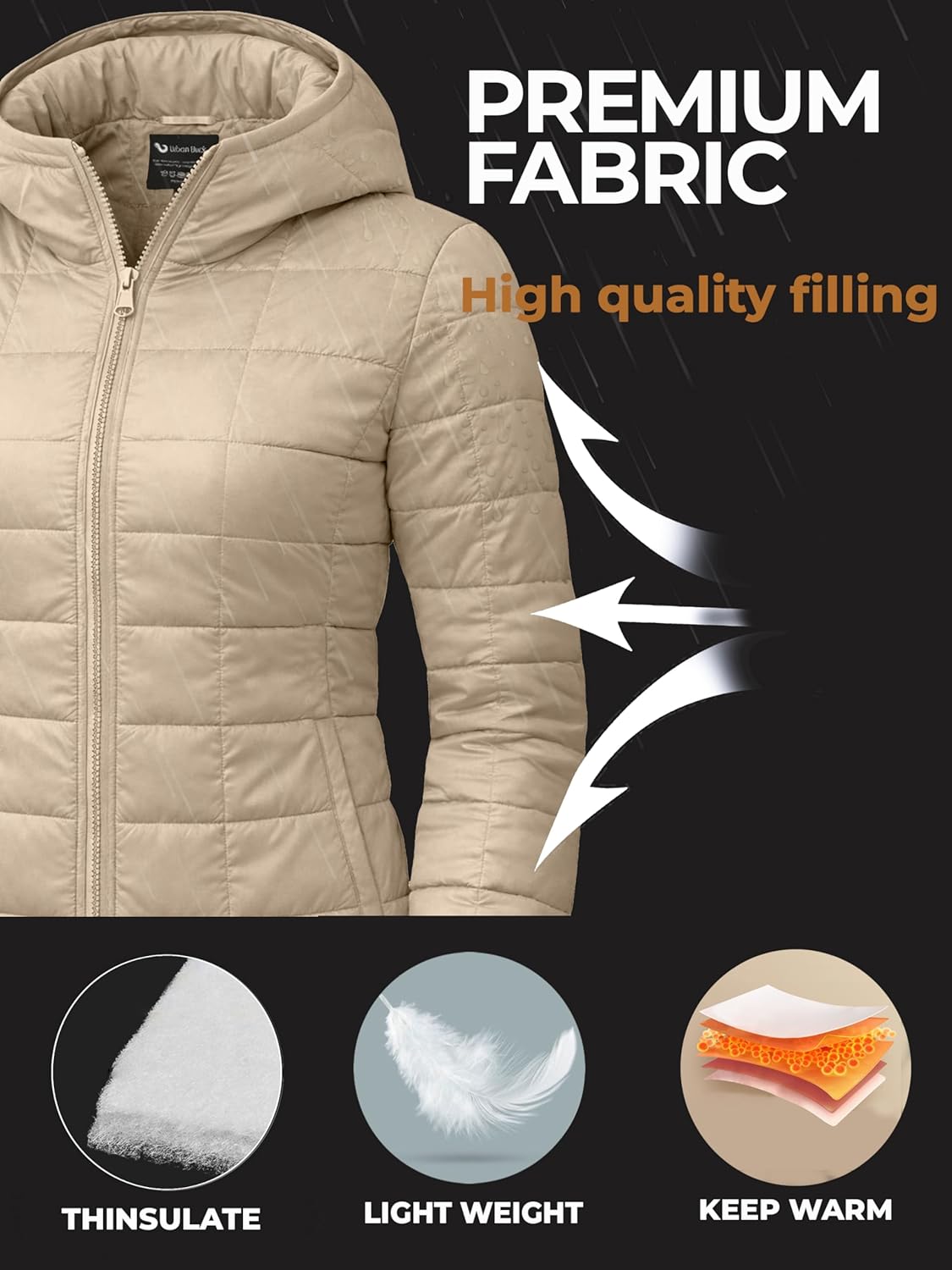 URBAN BUCK Packable Puffer Jacket Women with Hood – 32 Degree Lightweight Quilted Winter Puff Foldable Jacket for Women - Image 5