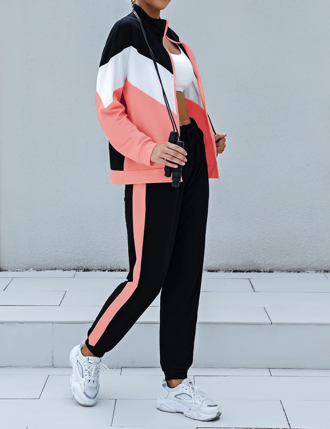 Marvmys Women's Tracksuit Set 2 Piece Sweatsuit Outfits Long Sleeve Zip Up Lounge Jogger Set with Pocket - Image 5