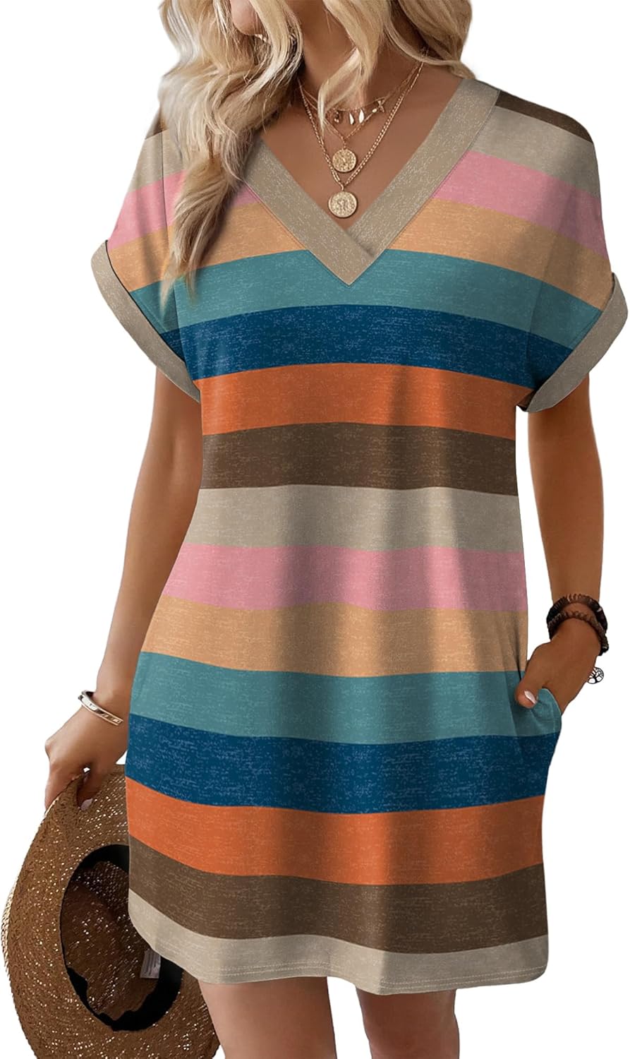 WIHOLL Summer Dresses for Women Casual Tshirt Dress Midi Dresses Fashion Beach Vacation Clothes - Image 4