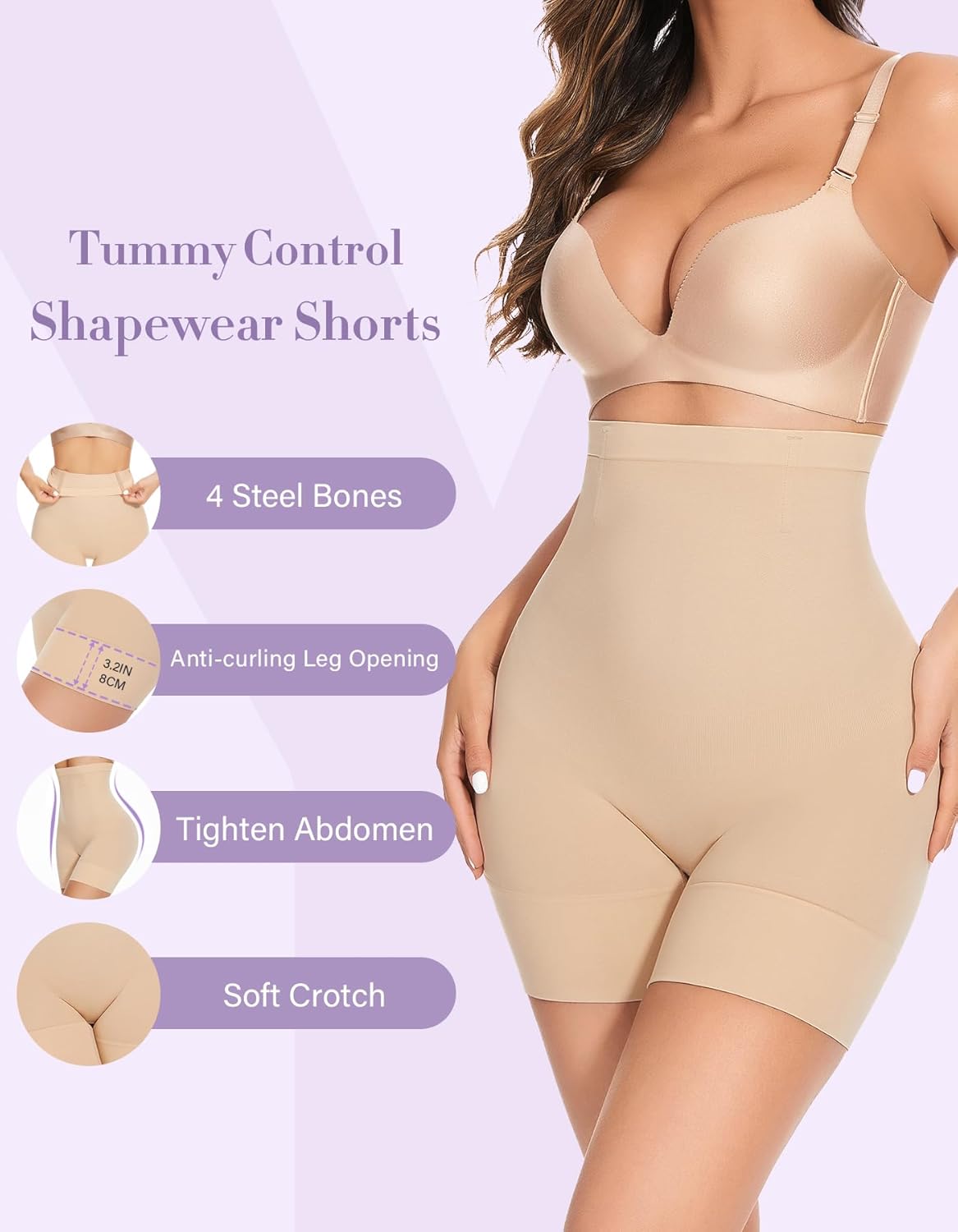 YADIFEN Tummy Control Shapewear Shorts Women Thigh Slimmer High Waisted Shapewear Women Girdles Shorts Shapewear Under Dress - Image 3