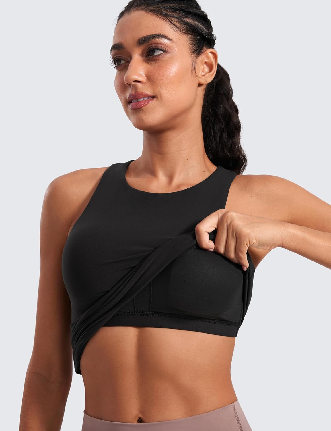 CRZ YOGA Butterluxe Workout Tank Tops for Women - Racerback Padded High Neck Yoga Athletic Shirt with Built in Bra - Image 6