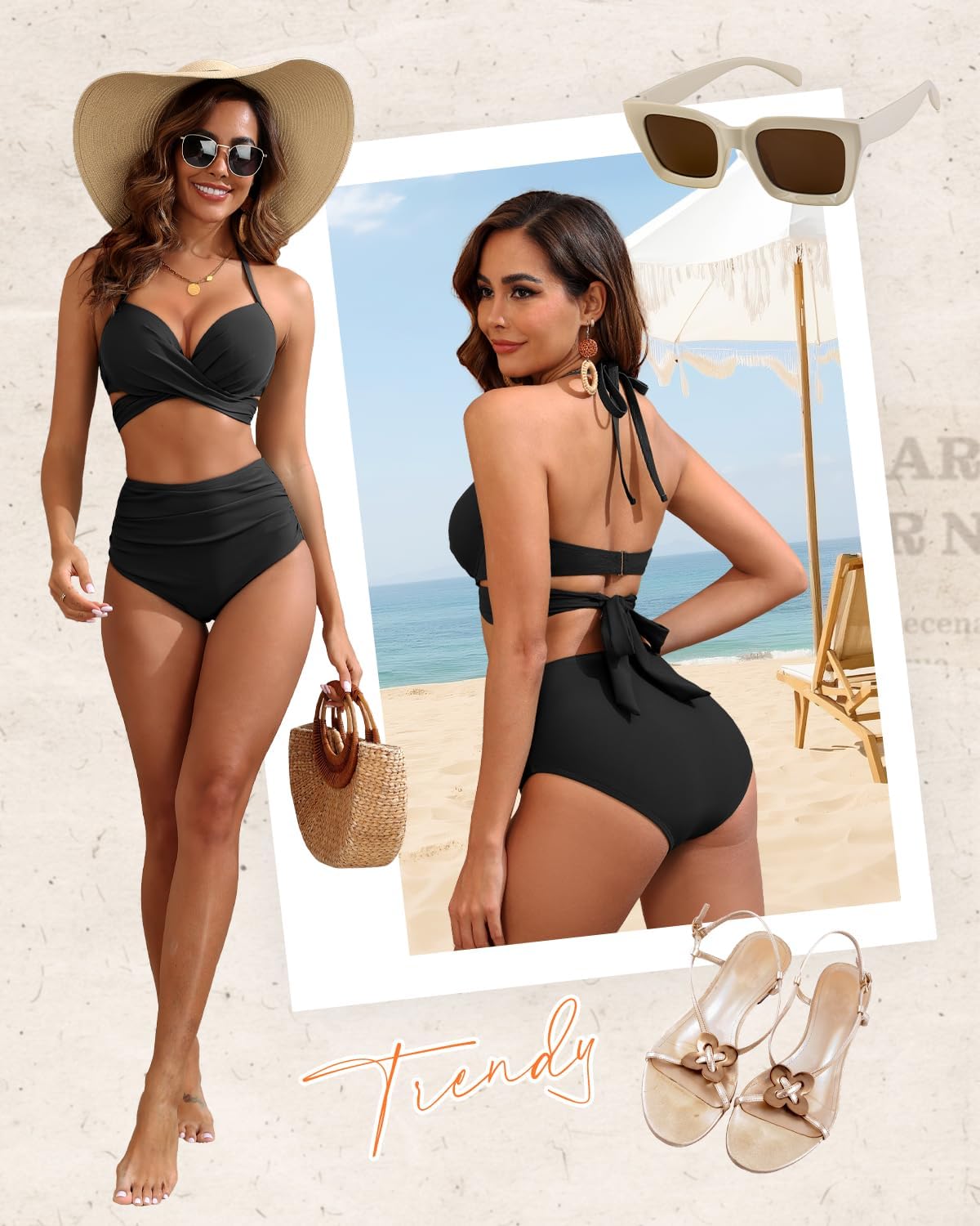 High Waisted Underwire Bikini Sets - Women 2025 Two Piece Swimsuits Halter Bathing Suits with Tummy Control Bottom - Image 2