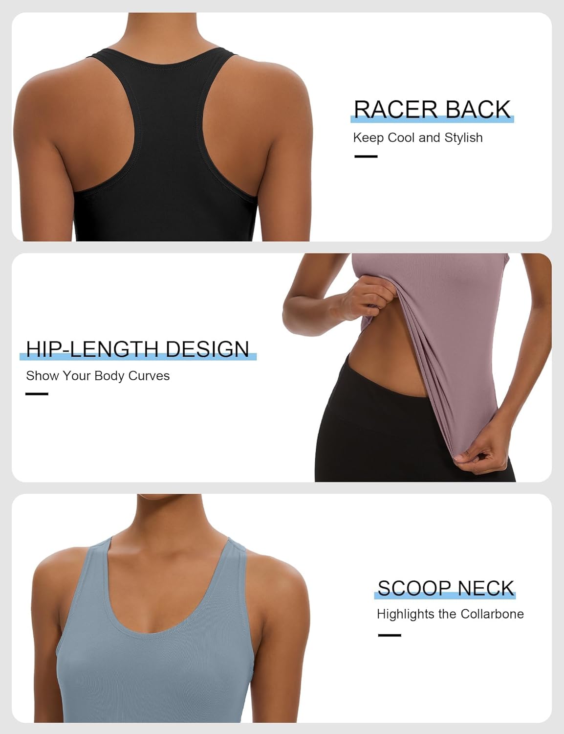 Dalavch 5 Pack Women's Workout Racerback Tank Tops Spandex Yoga Athletic Running Gym Sports Crop Tops for Women - Image 4