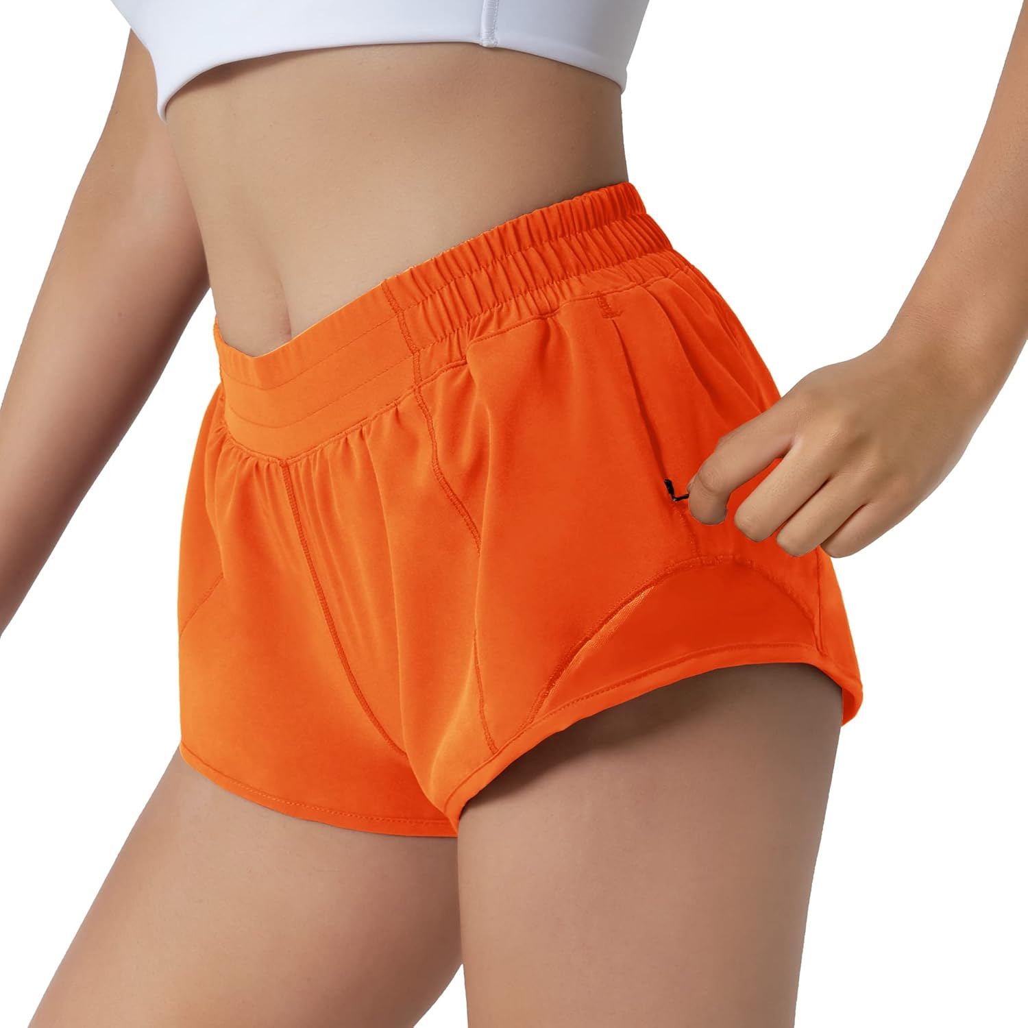Aurefin Running Shorts for Women,Quick Dry Athletic Sports Shorts Lightweight Active Workout Gym Shorts with Zip Pocket - Image 2