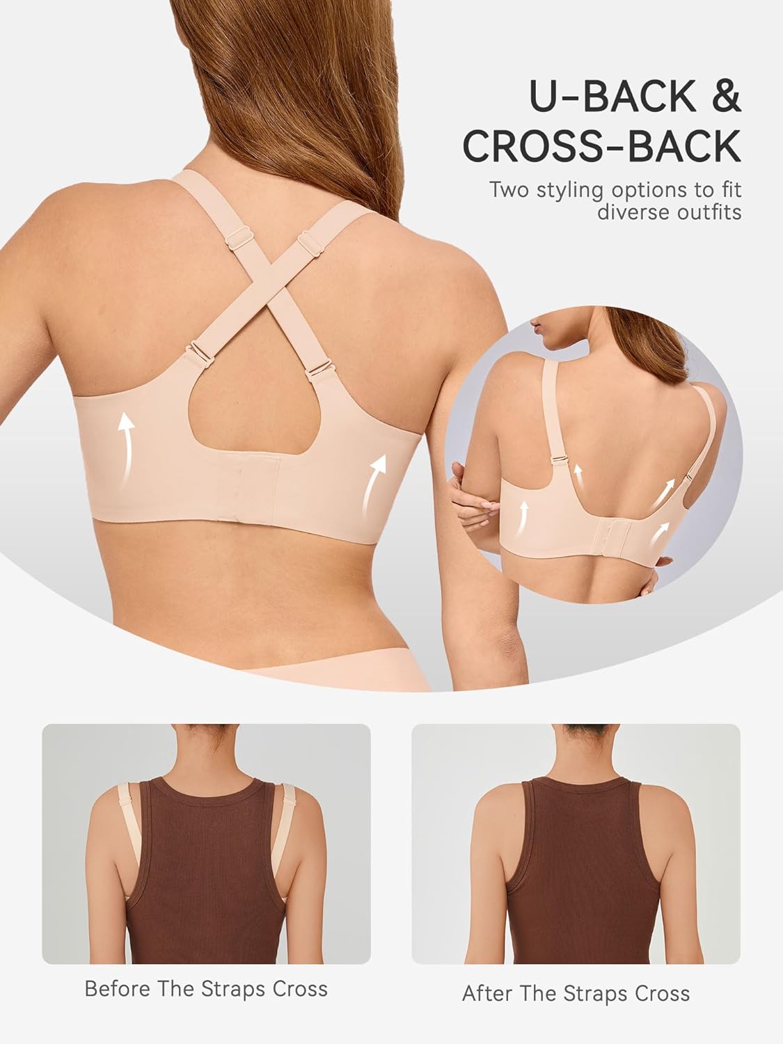 LUCKMEEY Bras for Women No Underwire Wireless Bras - Seamless Push Up Full Coverage Bralettes Comfortable Everyday Bra - Image 2