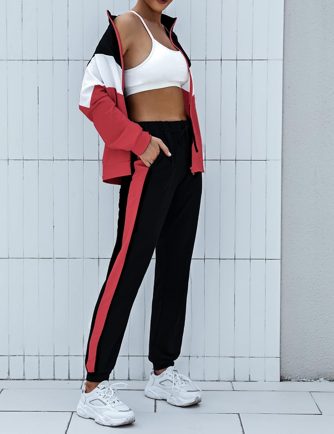 Marvmys Women's Tracksuit Set 2 Piece Sweatsuit Outfits Long Sleeve Zip Up Lounge Jogger Set with Pocket - Image 6