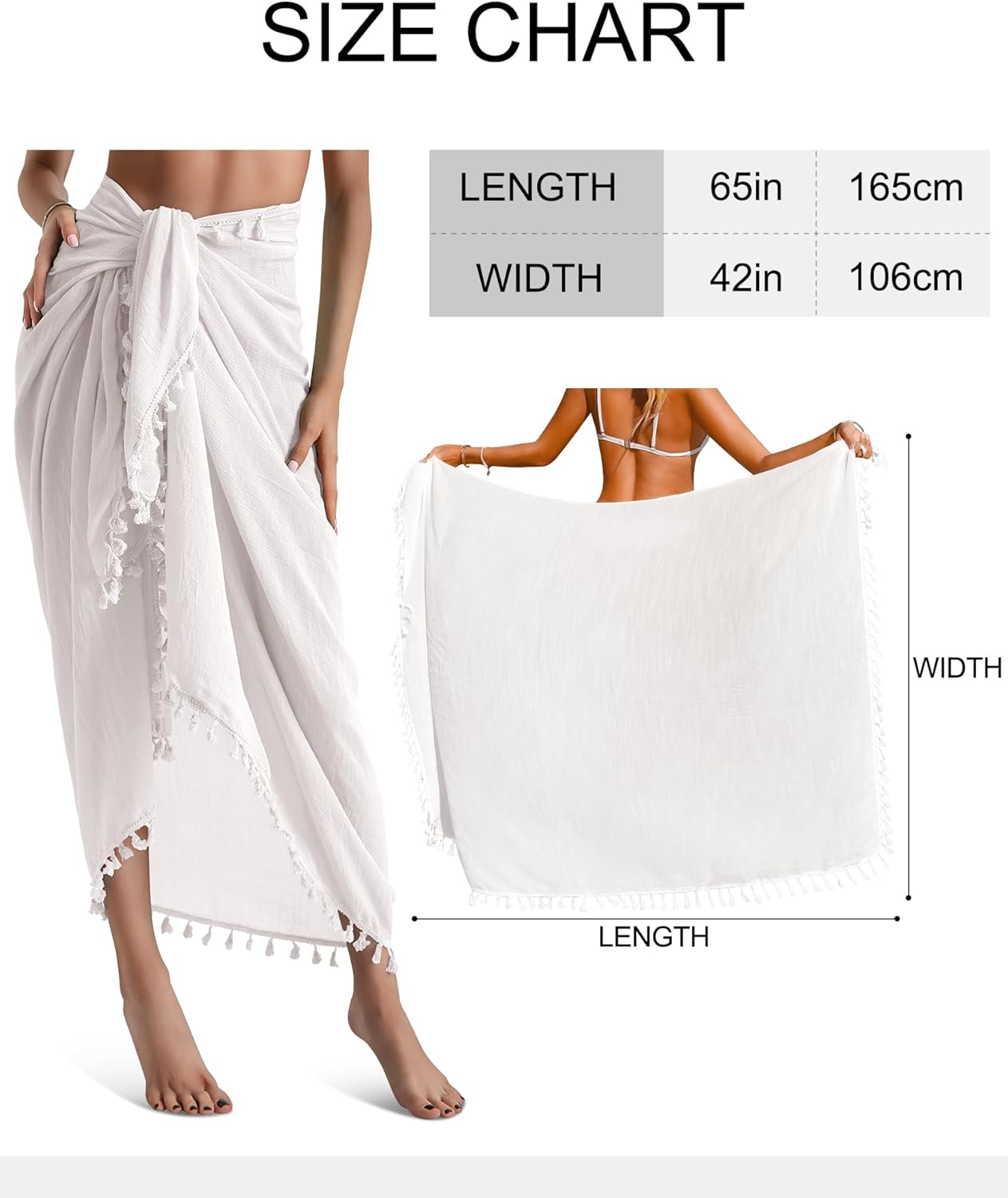 Eicolorte Sarong Cover Up Womens Beach Cover Up Bikini Bathing Suit Swimsuit Swimwear Coverup Sarong Pareo Wraps for Women - Image 6