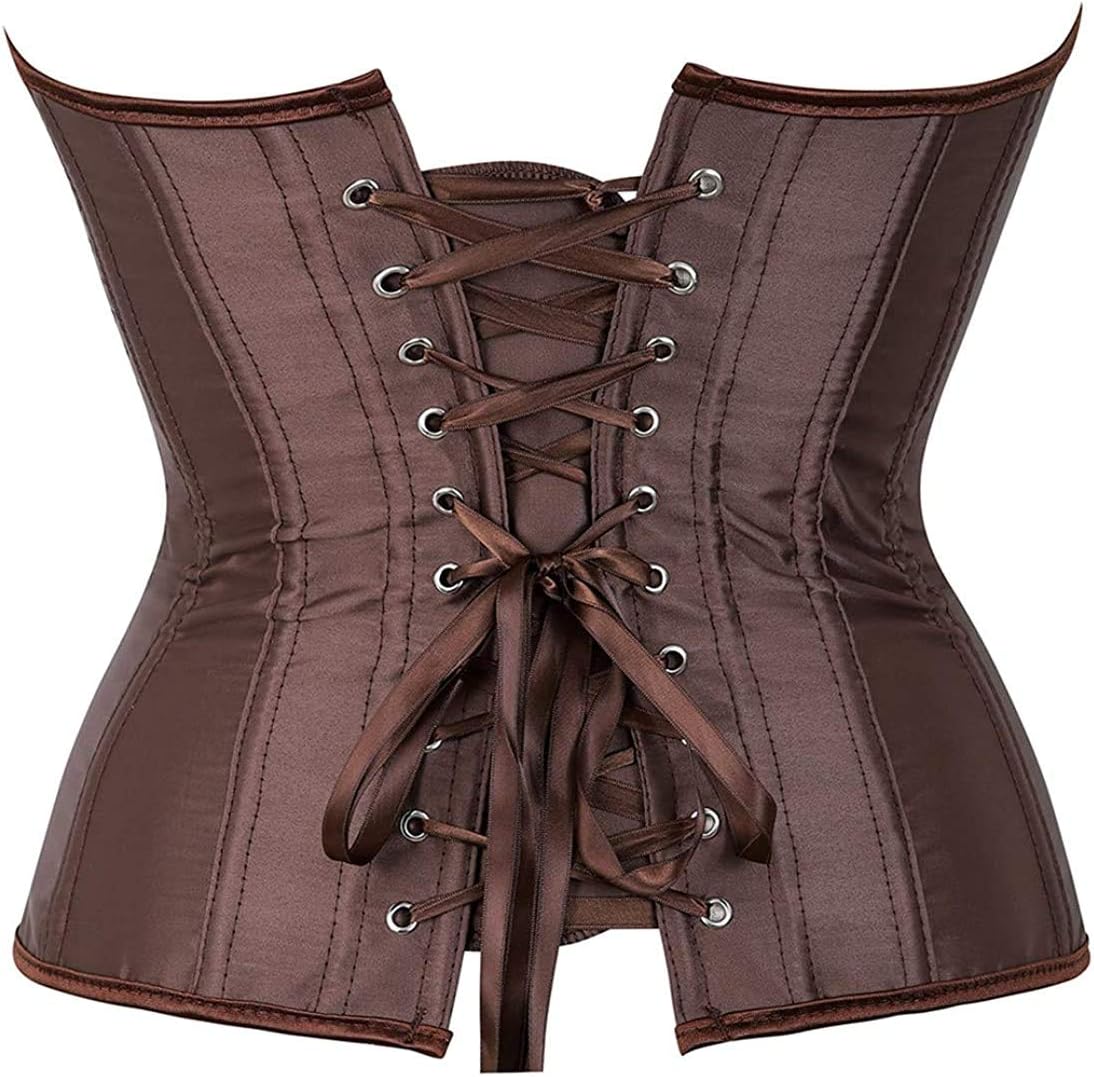 HNGHOU Women's Bustier Corset Top Plus Size Satin Waist Cincher Overbust Bustiers - Image 2