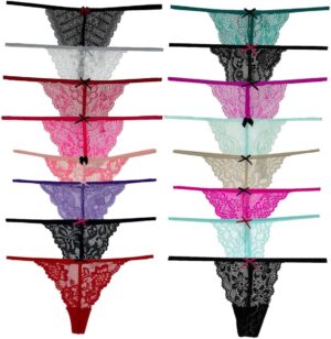 Pack of 6 Women Lacy G-String Thong...
