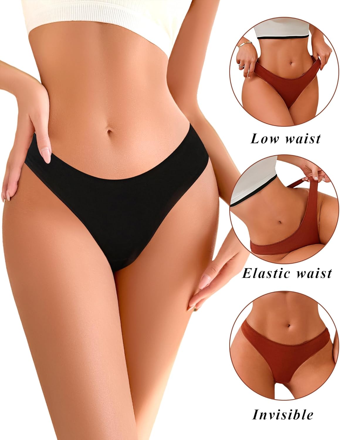 READY TO LOVE Cotton Underwear for Women Pack Breathable Thongs for Women Sexy Stretch Soft Womens Panties Thong XS-XL - Image 2