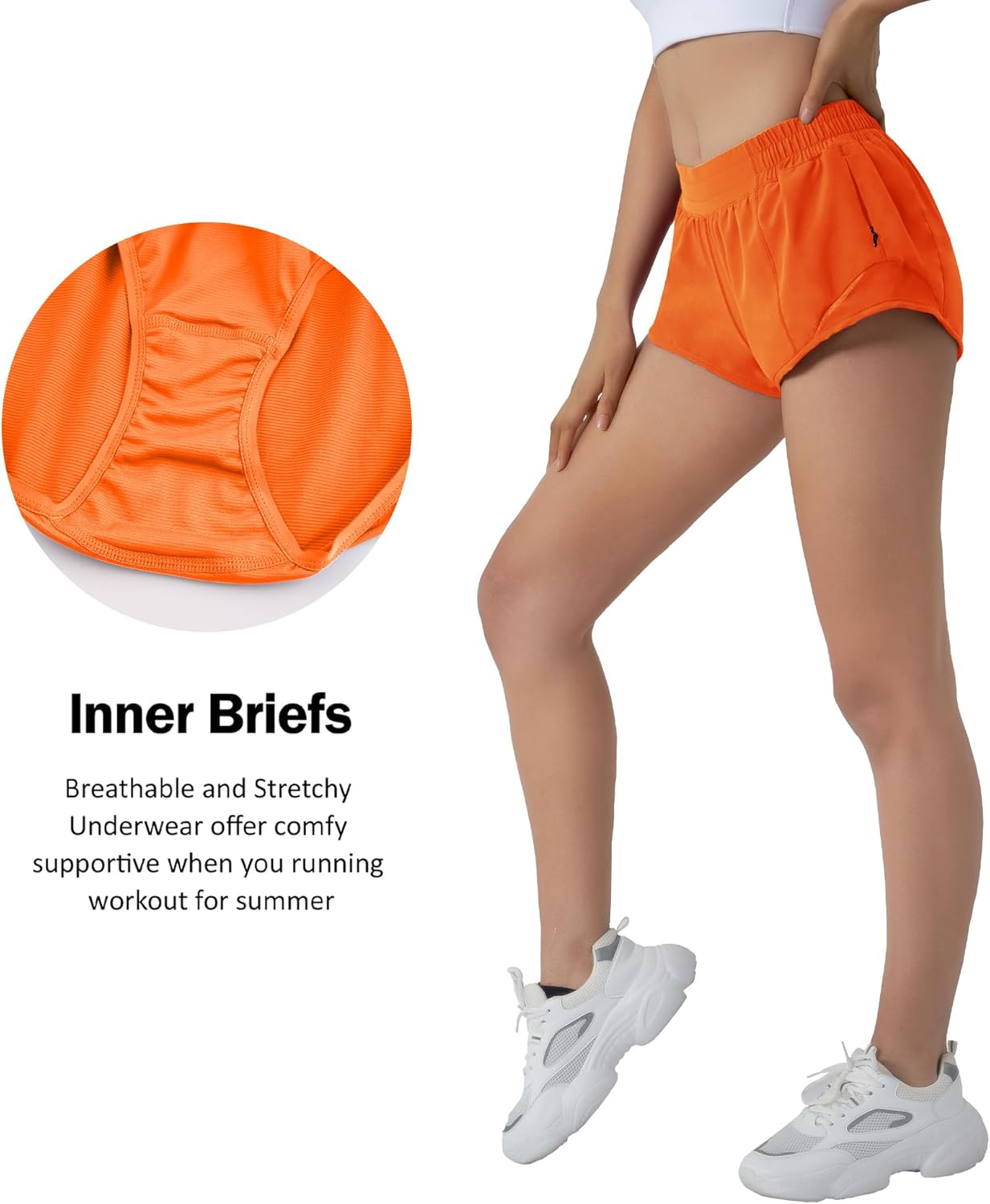 Aurefin Running Shorts for Women,Quick Dry Athletic Sports Shorts Lightweight Active Workout Gym Shorts with Zip Pocket - Image 6