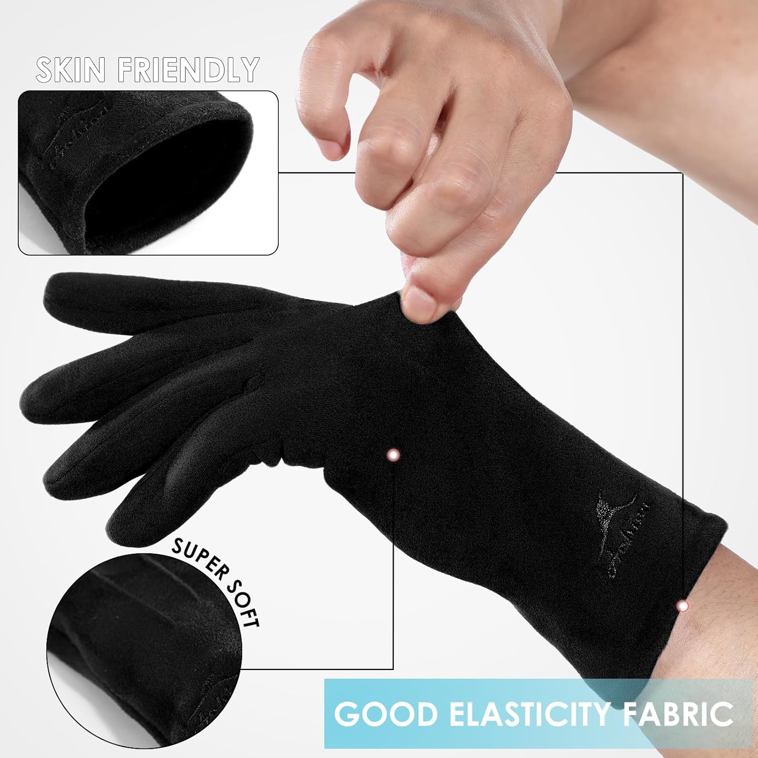 Achiou Women Winter Touchscreen Gloves Soft Comfortable Thermal Elastic Stretch Texting Glove for Traveling, Cycling, Running - Image 3