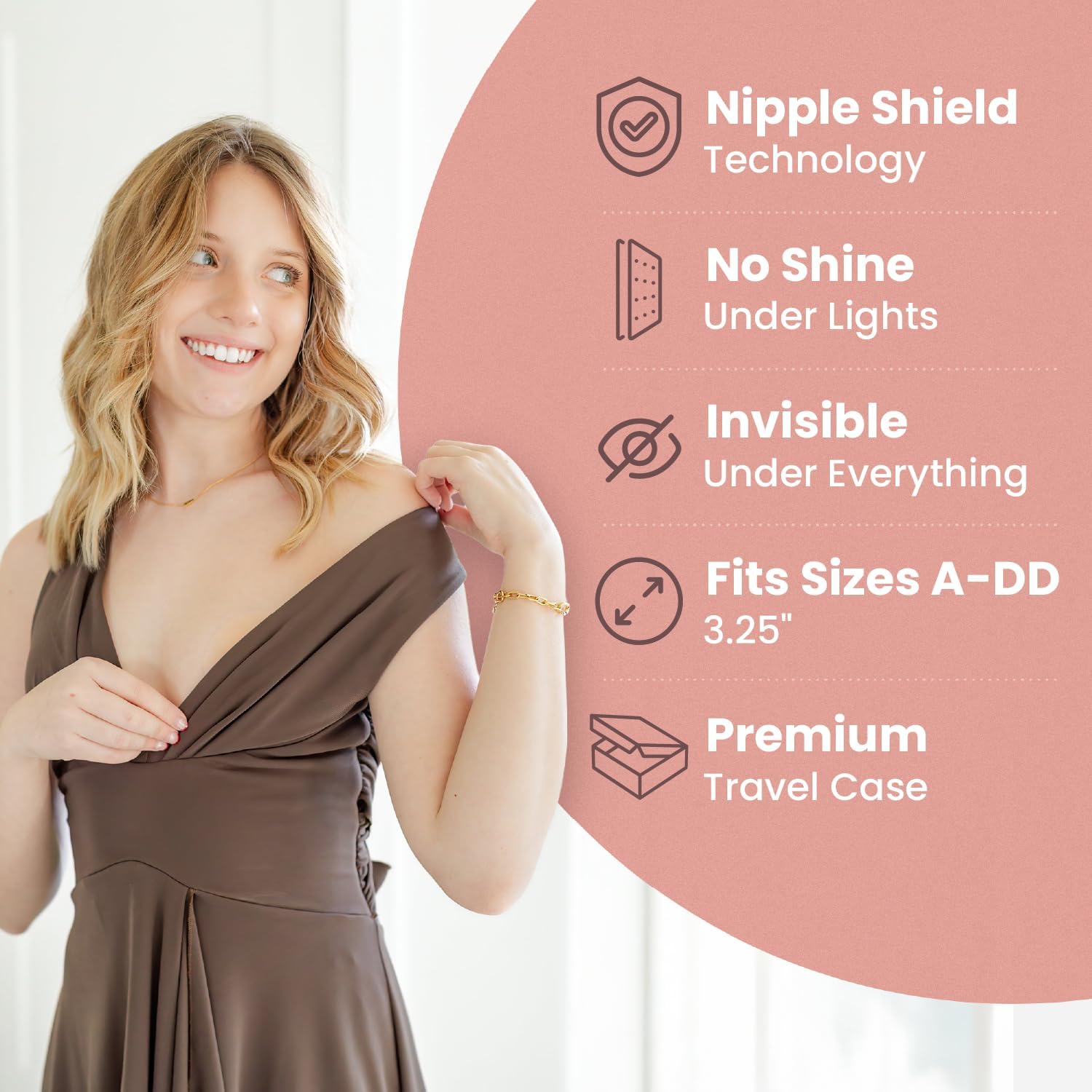 Go Nipless Pasties For Women - Reusable Silicone Nipple Covers, Breast Petals For Women, Nipple Pasties - Image 2