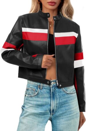 Tankaneo Womens Cropped Moto Biker ...