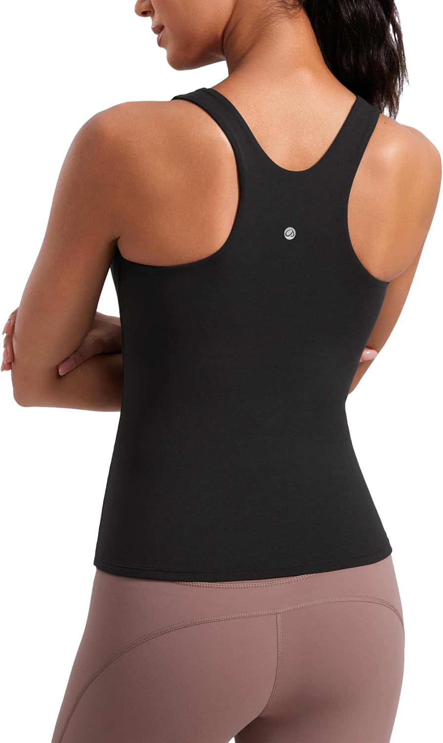 CRZ YOGA Butterluxe Workout Tank Tops for Women - Racerback Padded High Neck Yoga Athletic Shirt with Built in Bra