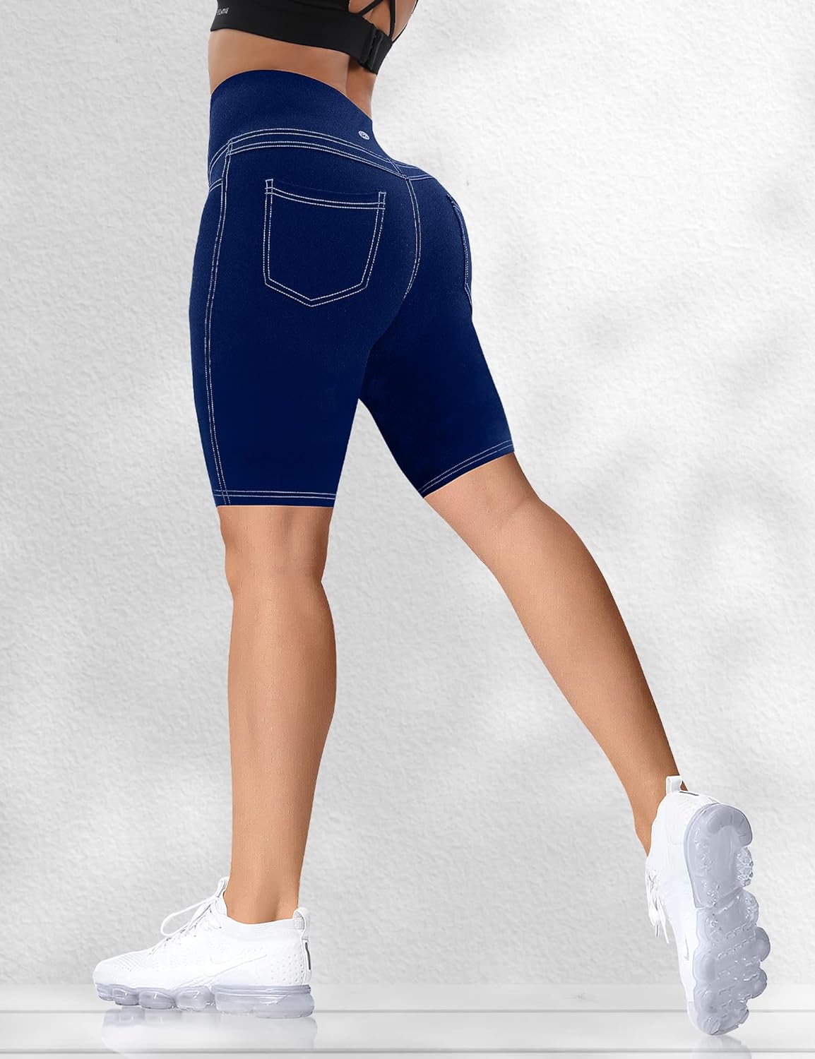 VOOVEEYA 5"/8" High Waisted Yoga Biker Shorts with Pockets for Women - Butt Lifting Workout Spandex Booty Gym Shorts - Image 5
