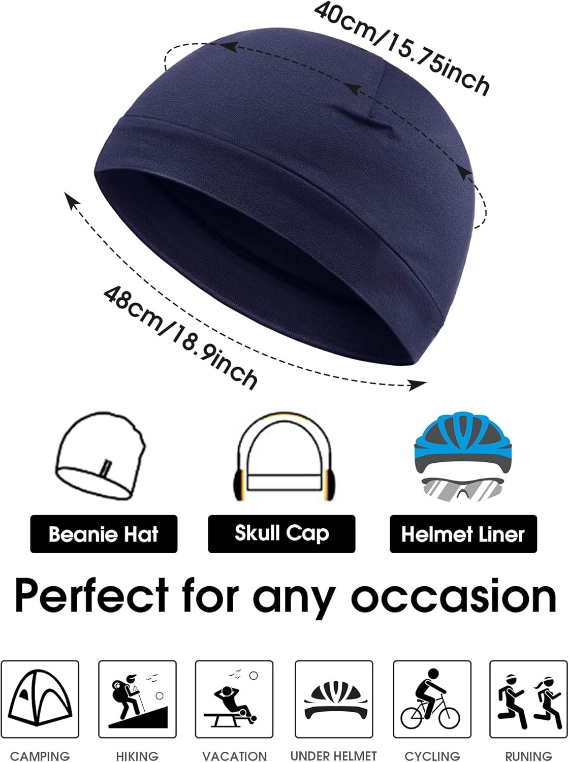 Syhood 4 Pcs Cotton Skull Caps for Men Women Breathable Beanie Thin Sleep Hat Night Running Cap Helmet Liner for Cycling Gym - Image 3