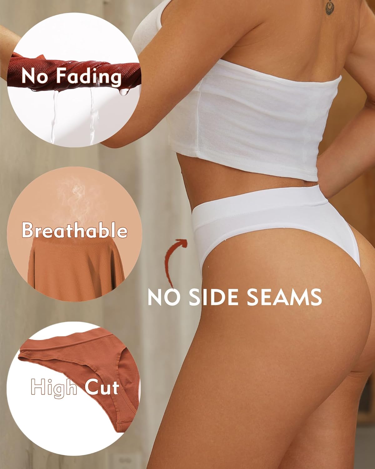 High Waisted Thong for Women Panties Breathable Sporty Tangas Seamless No Show Underwear Pack S-XL - Image 5