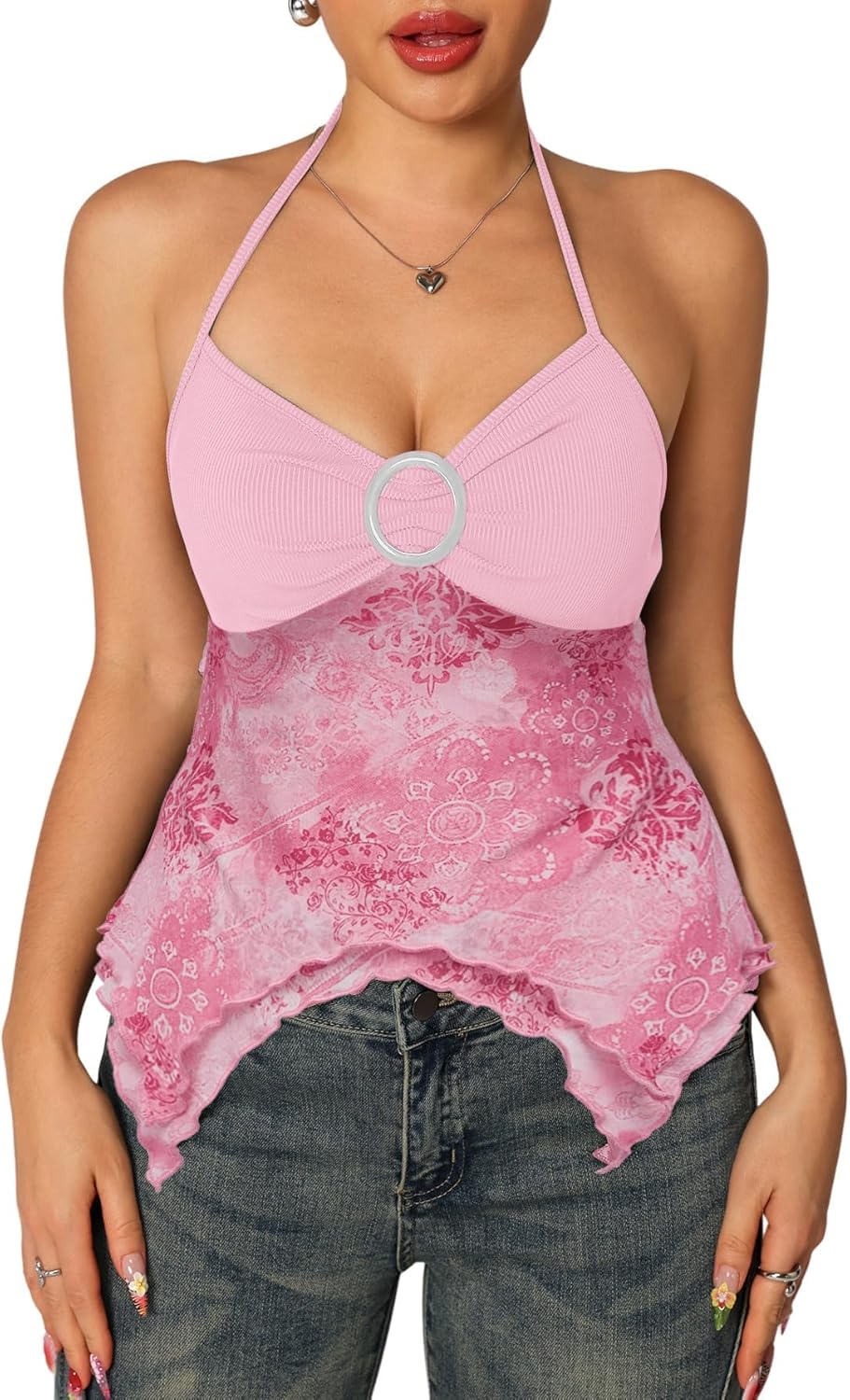 Verdusa Women's Y2k Halter Top Fairy 2000s Clothing Asymmetrical Going Out Tops Aesthetic Whimsical Clothes - Image 2