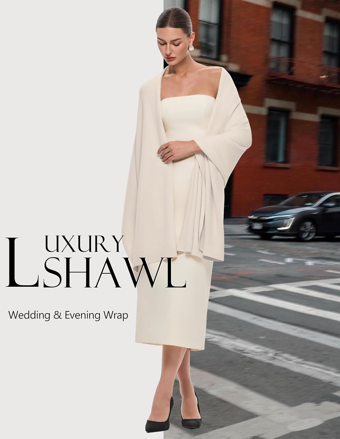 PULI Women's Pashmina Shawl Wraps for Evening Dress Large Scarf Blanket Long Wedding Bridal Winter Warm Shoulder Wrap - Image 5