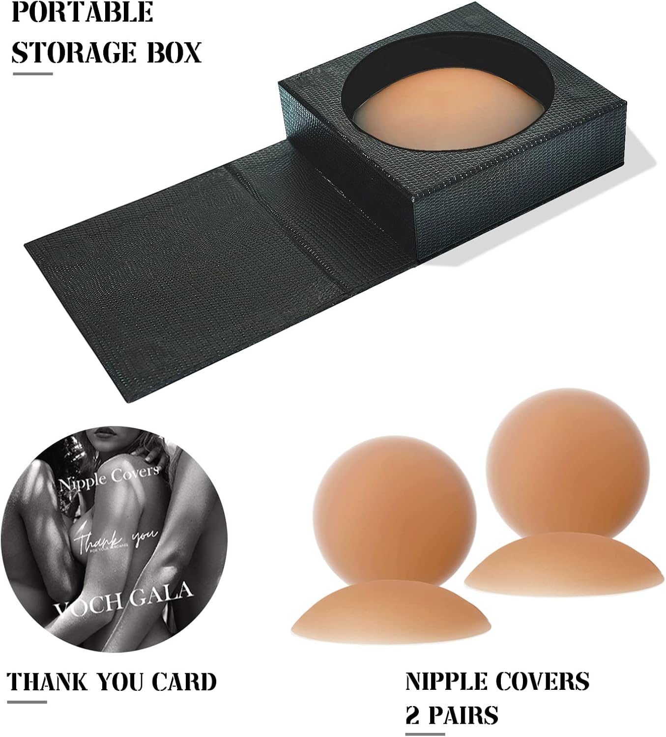 VOCH GALA Nipple Covers 2 Pairs-Seamless and Sheer Adhesive Silicone Nipple Pasties for Women Reusable, Sticky Breast Petals - Image 6