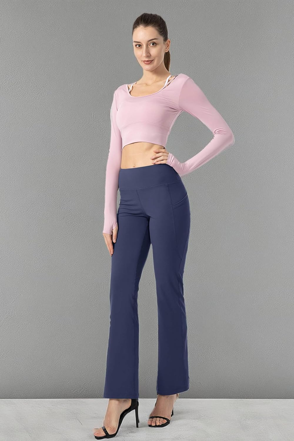 28"/30"/32"/34" Inseam Women's Bootcut Yoga Pants Long Bootleg High-Waisted Flare Pants with Pockets - Image 7