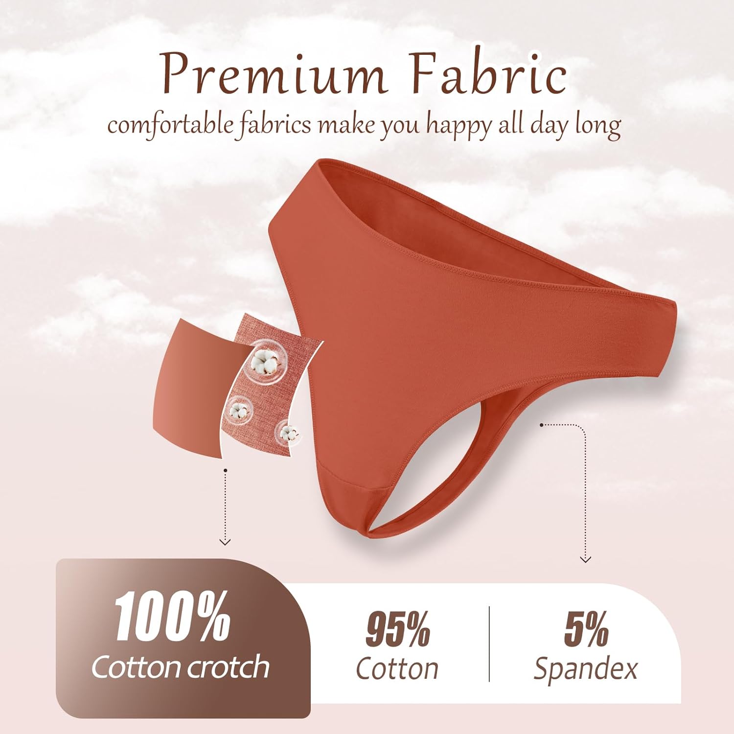 READY TO LOVE Cotton Underwear for Women Pack Breathable Thongs for Women Sexy Stretch Soft Womens Panties Thong XS-XL - Image 6