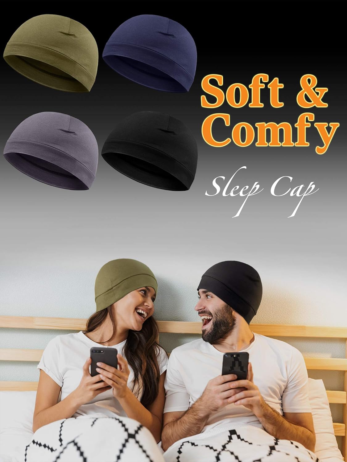Syhood 4 Pcs Cotton Skull Caps for Men Women Breathable Beanie Thin Sleep Hat Night Running Cap Helmet Liner for Cycling Gym - Image 6