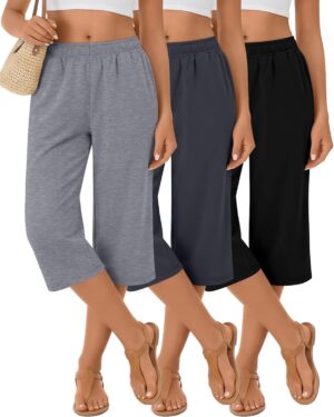 3 Pack Women’s Capri Pants Wi...