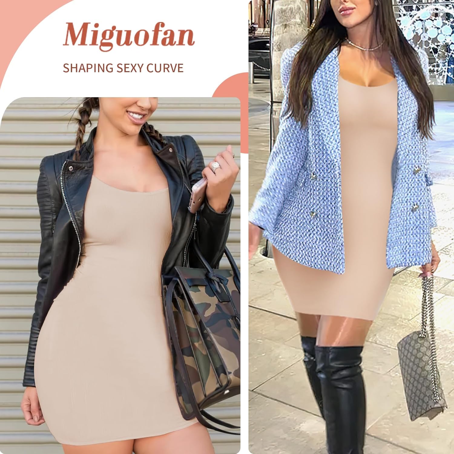 Shapewear Slips for Under Dresses, Full Slip Dress for Women Tummy Control Body Shaper Seamless Shaping Dress - Image 5