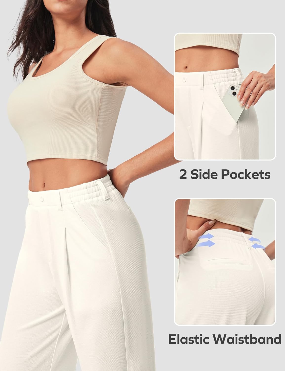 Ewedoos Wide Leg Pants Woman Stretchy Work Dress Pants Women Trendy 2026 Business Casual Outfits Comfort Fit Slacks Trousers - Image 3