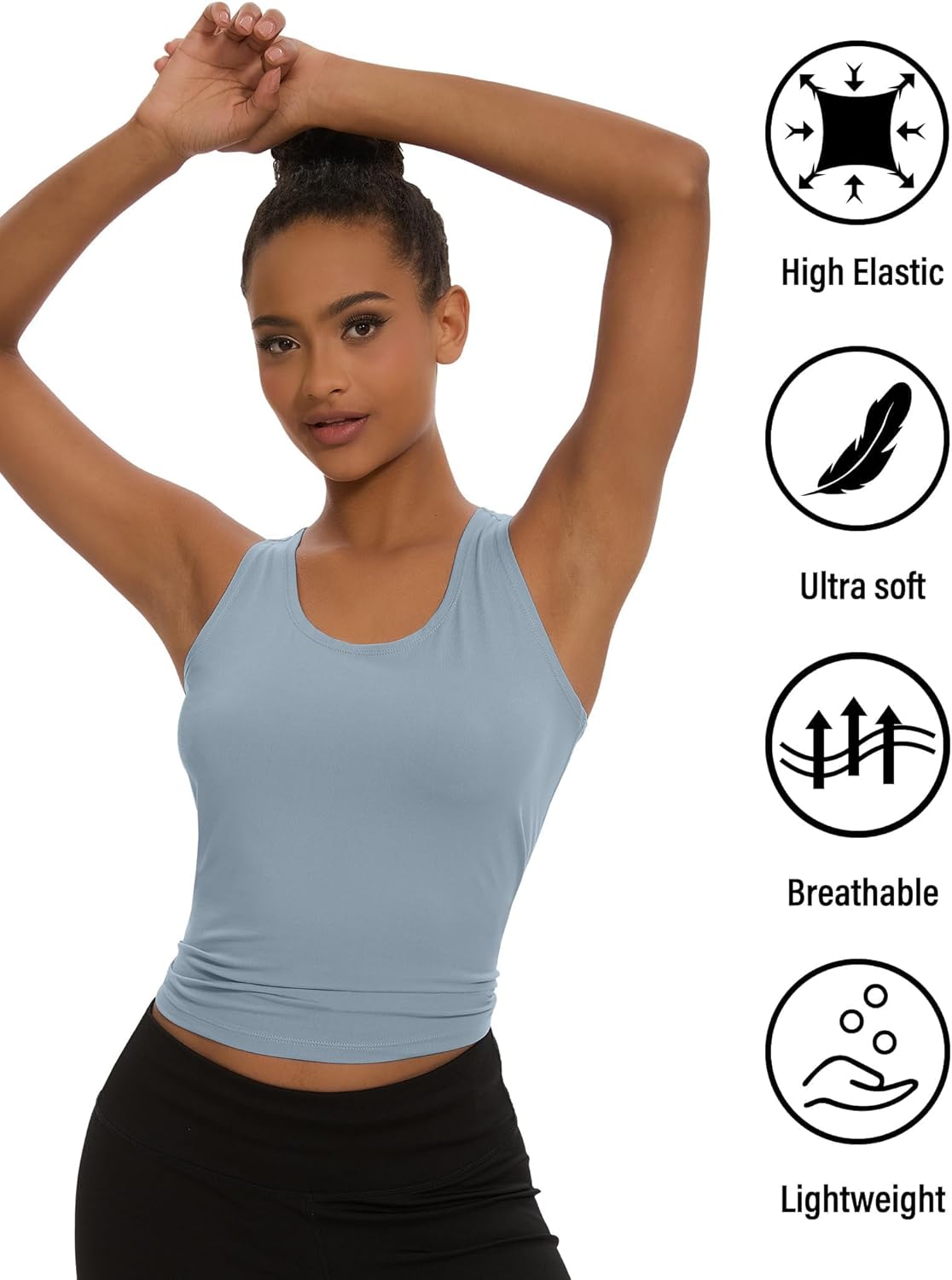 Dalavch 5 Pack Women's Workout Racerback Tank Tops Spandex Yoga Athletic Running Gym Sports Crop Tops for Women - Image 3