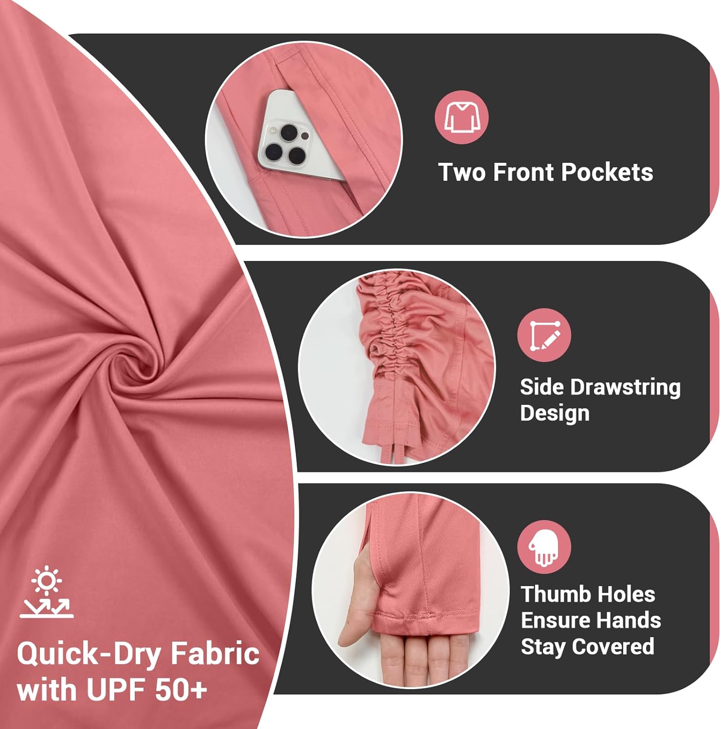 Palmyth Womens Swim Cover Up UPF 50+ Long Sleeve Hooded Dress with Pockets Sun Protection SPF Beach Coverup - Image 2
