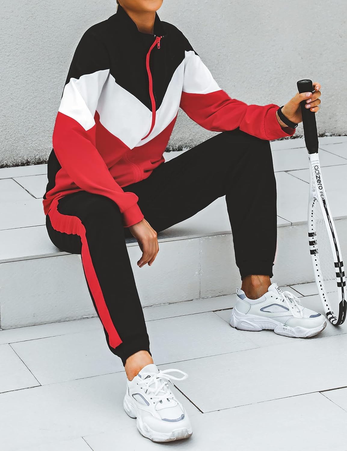 Marvmys Women's Tracksuit Set 2 Piece Sweatsuit Outfits Long Sleeve Zip Up Lounge Jogger Set with Pocket - Image 5