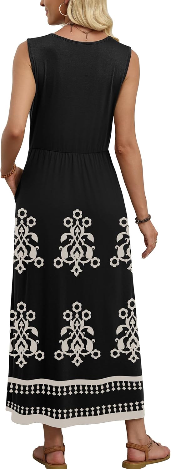 WIHOLL Summer Dresses for Women 2026 Maxi Dresses Long Flowy A Line Sleeveless Sundresses with Pockets - Image 5