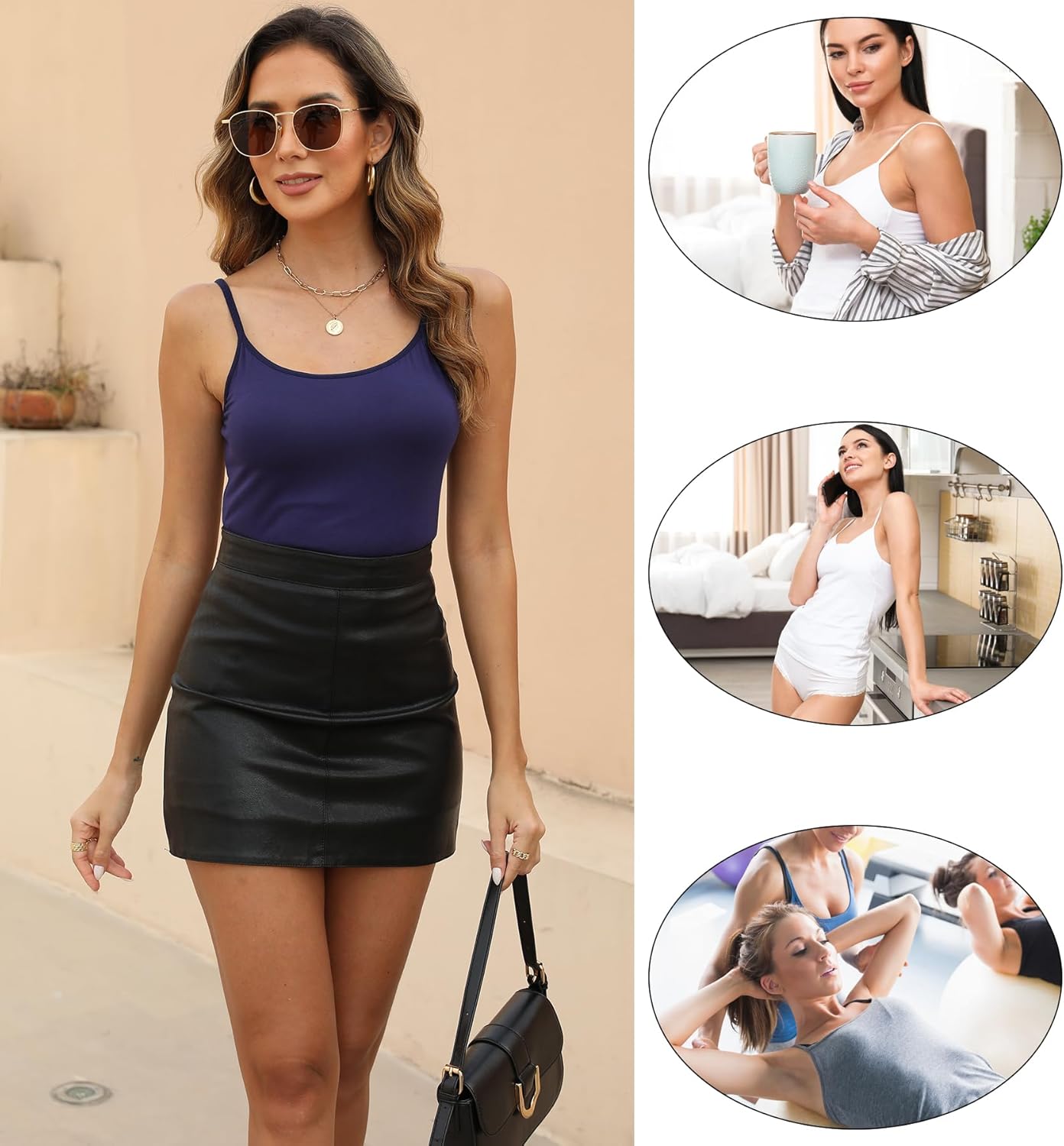BQTQ 5 Pcs Women's Camisole Tank Top Undershirt Spaghetti Strap Basic Camisoles - Image 6