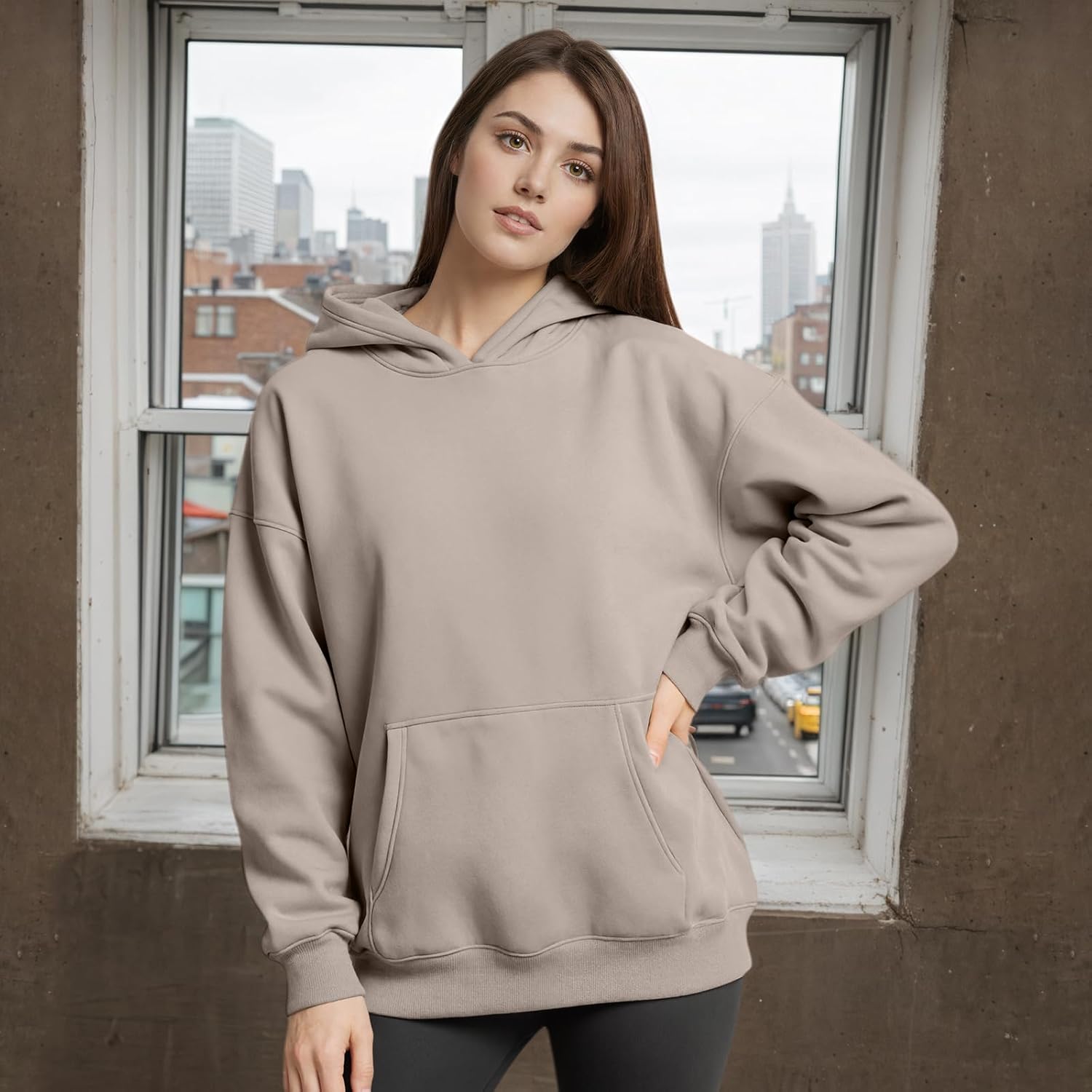 Women Hoodies Sweatshirts Sweaters Fleece Hooded Oversized Long Sleeve Crewneck Shirts Fall Winter Outfits Pocket - Image 5