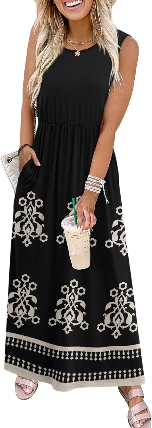 WIHOLL Summer Dresses for Women 2026 Maxi Dresses Long Flowy A Line Sleeveless Sundresses with Pockets - Image 2