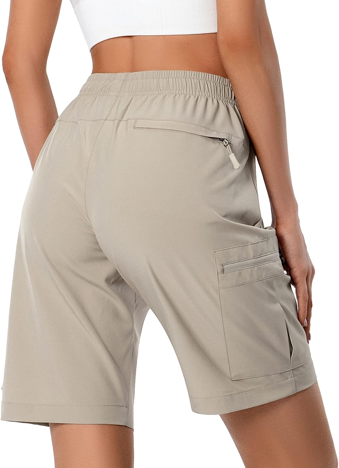 Hugut Women's Lightweight Hiking Cargo Shorts Quick Dry Athletic Shorts Camping Travel Golf Zipper Pockets Water Resistant - Image 4