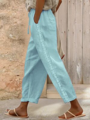 LOVESHOOT Women Linen Pants Summer ...