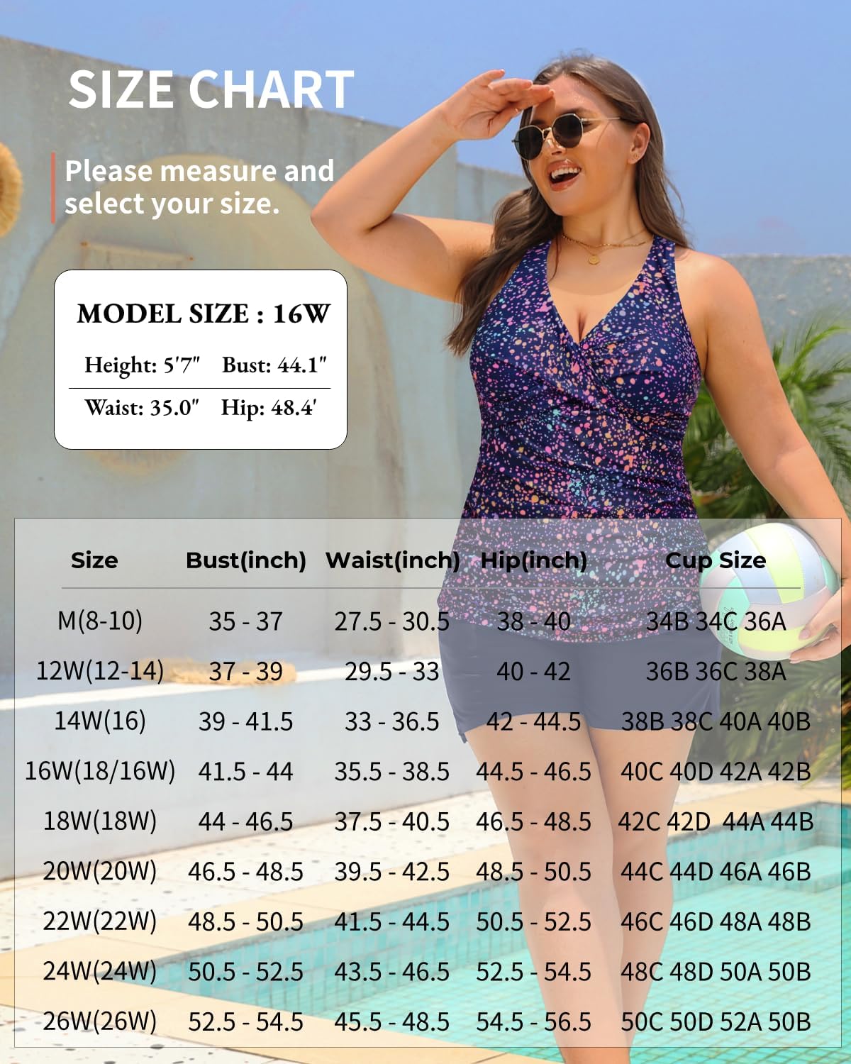 Daci Plus Size Tankini Swimsuit for Women - Two Piece Tummy Control Bathing Suit Tankini Top with Two Pockets Shorts - Image 6