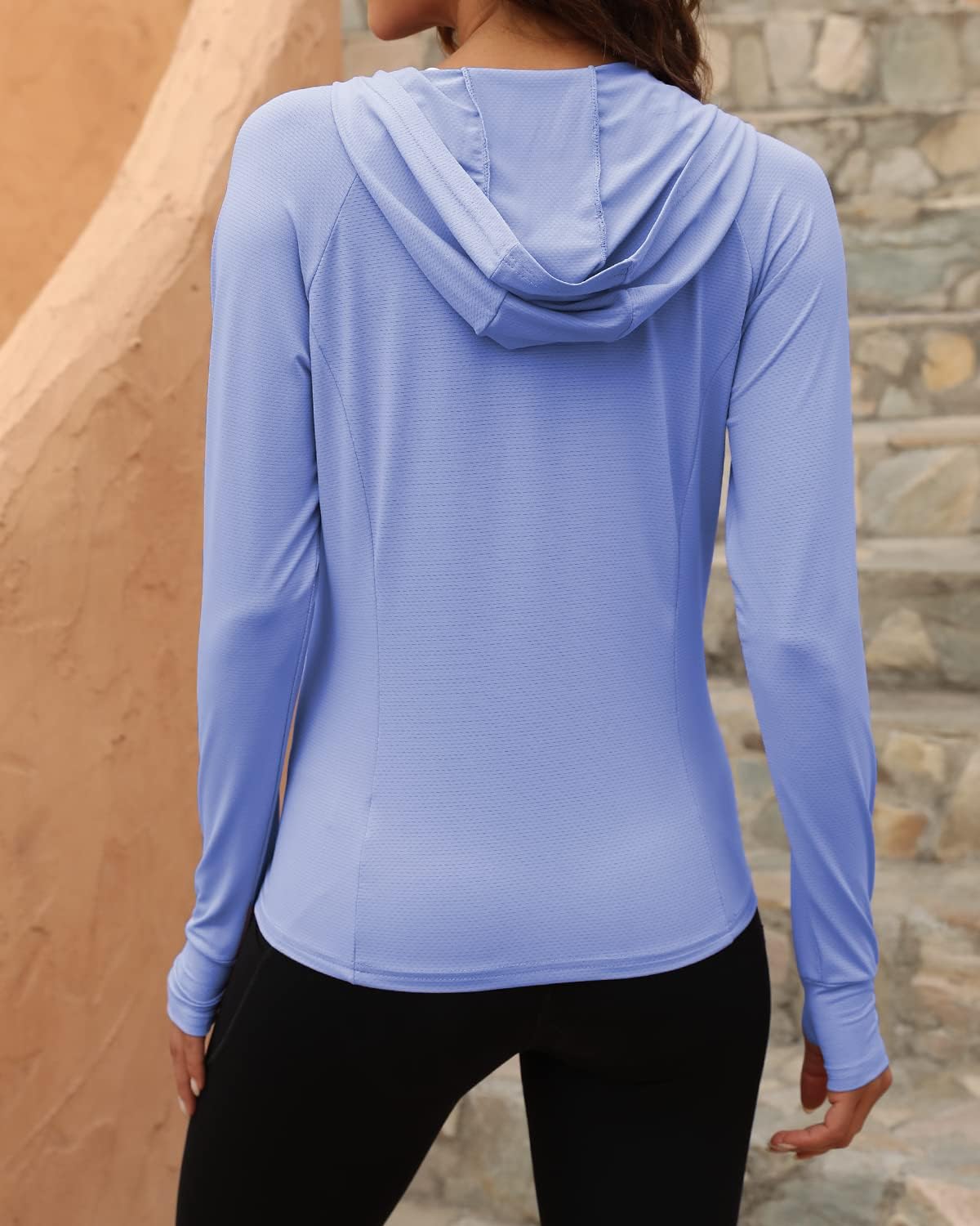 We1Fit Women's UPF 50+ Sun Protection Jacket Hoodie Sun Shirts Hiking Running Athletic Shirt - Image 3