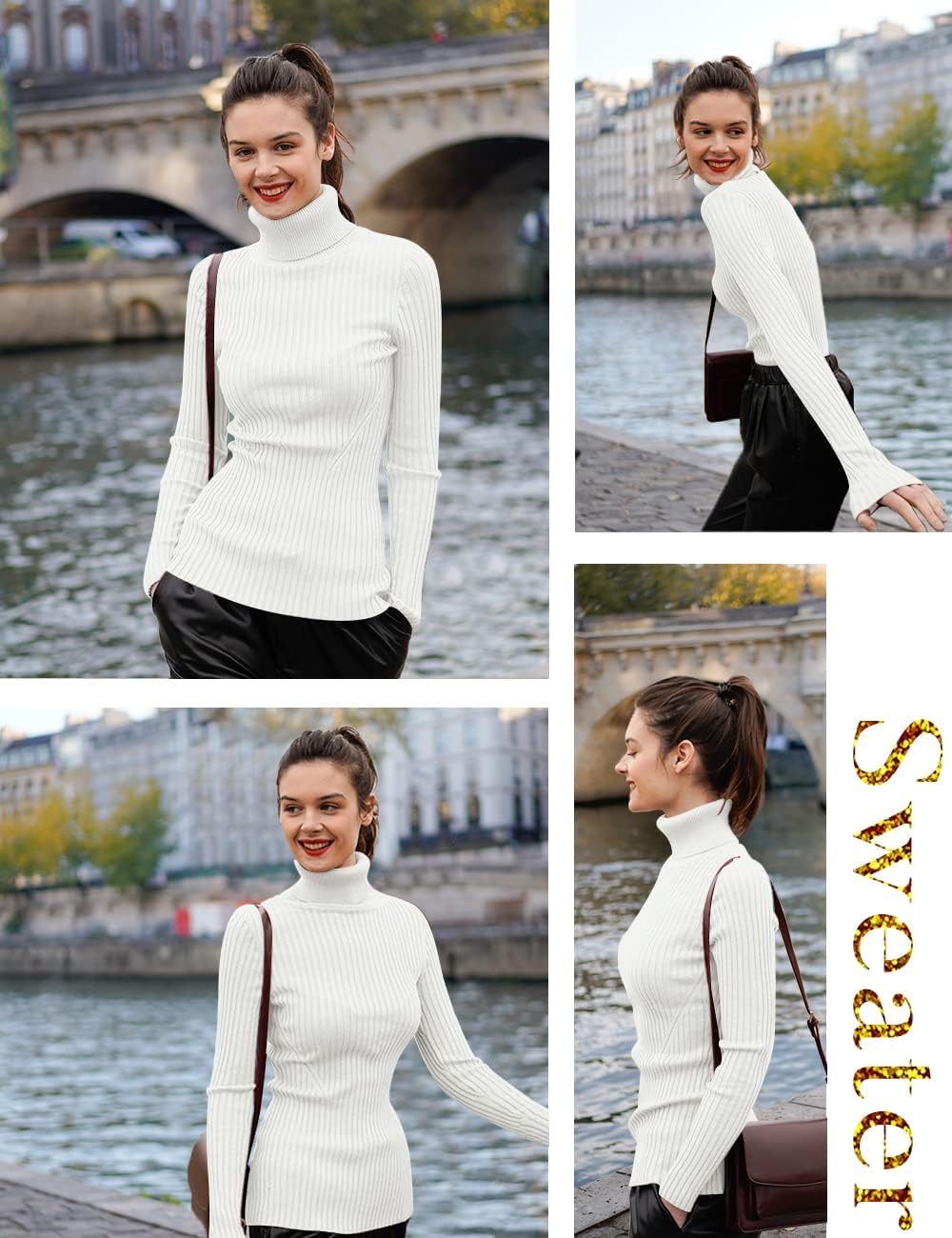 v28 Turtleneck Ribbed Sweaters for Women Cute Sexy Knitted Warm Fitted Sweater - Image 4